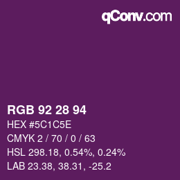 カラーコード: RGB 92 28 94 | qconv.com