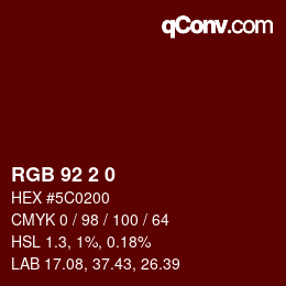 颜色代码: RGB 92 2 0 | qconv.com