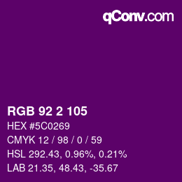 颜色代码: RGB 92 2 105 | qconv.com