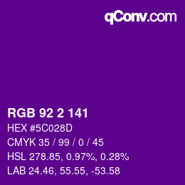 颜色代码: RGB 92 2 141 | qconv.com