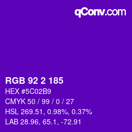 Color code: RGB 92 2 185 | qconv.com