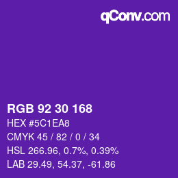 Color code: RGB 92 30 168 | qconv.com