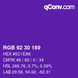 颜色代码: RGB 92 30 169 | qconv.com