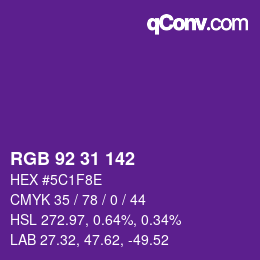 Color code: RGB 92 31 142 | qconv.com