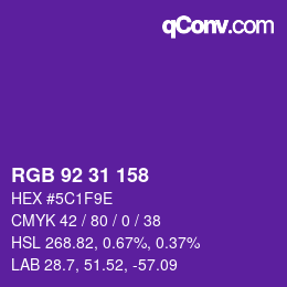 Color code: RGB 92 31 158 | qconv.com
