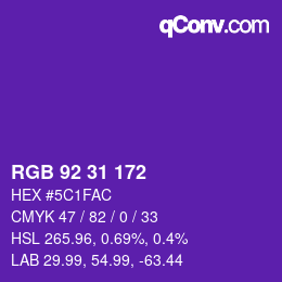 Color code: RGB 92 31 172 | qconv.com