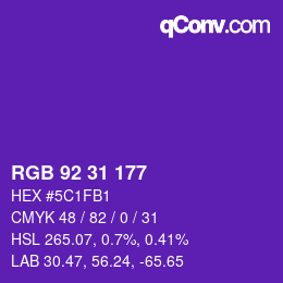 Color code: RGB 92 31 177 | qconv.com
