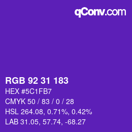 Color code: RGB 92 31 183 | qconv.com