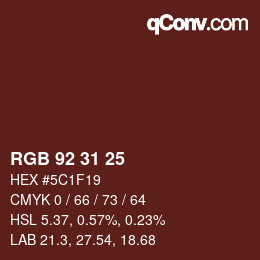 カラーコード: RGB 92 31 25 | qconv.com