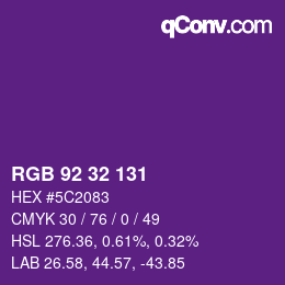 颜色代码: RGB 92 32 131 | qconv.com