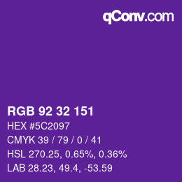 Color code: RGB 92 32 151 | qconv.com