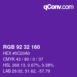 カラーコード: RGB 92 32 160 | qconv.com