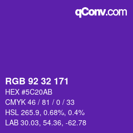 Color code: RGB 92 32 171 | qconv.com