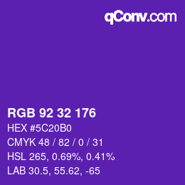 Color code: RGB 92 32 176 | qconv.com