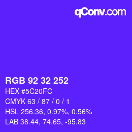 Color code: RGB 92 32 252 | qconv.com