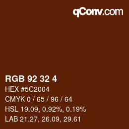 Color code: RGB 92 32 4 | qconv.com