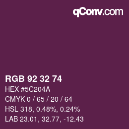 カラーコード: RGB 92 32 74 | qconv.com