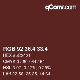 カラーコード: RGB 92 36.4 33.4 | qconv.com