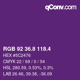 カラーコード: RGB 92 36.8 118.4 | qconv.com