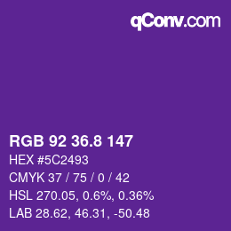 カラーコード: RGB 92 36.8 147 | qconv.com