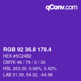 カラーコード: RGB 92 36.8 178.4 | qconv.com