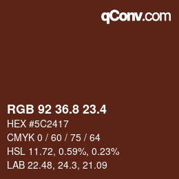 カラーコード: RGB 92 36.8 23.4 | qconv.com