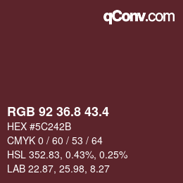 カラーコード: RGB 92 36.8 43.4 | qconv.com