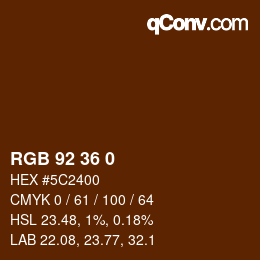 Color code: RGB 92 36 0 | qconv.com