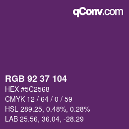 Color code: RGB 92 37 104 | qconv.com