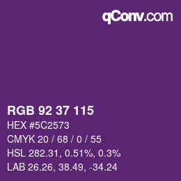 Color code: RGB 92 37 115 | qconv.com