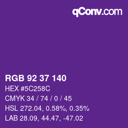 カラーコード: RGB 92 37 140 | qconv.com