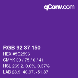 カラーコード: RGB 92 37 150 | qconv.com