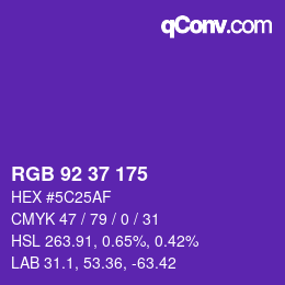颜色代码: RGB 92 37 175 | qconv.com