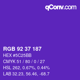 Color code: RGB 92 37 187 | qconv.com