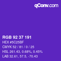 カラーコード: RGB 92 37 191 | qconv.com