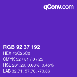 カラーコード: RGB 92 37 192 | qconv.com