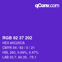 颜色代码: RGB 92 37 202 | qconv.com
