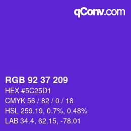 颜色代码: RGB 92 37 209 | qconv.com