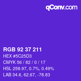 颜色代码: RGB 92 37 211 | qconv.com