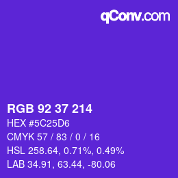 Color code: RGB 92 37 214 | qconv.com