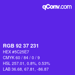 颜色代码: RGB 92 37 231 | qconv.com