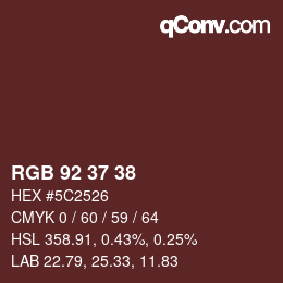 カラーコード: RGB 92 37 38 | qconv.com
