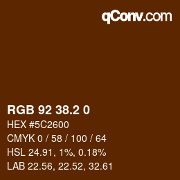 Color code: RGB 92 38.2 0 | qconv.com