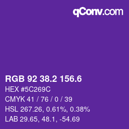 カラーコード: RGB 92 38.2 156.6 | qconv.com