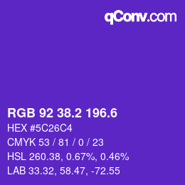 カラーコード: RGB 92 38.2 196.6 | qconv.com