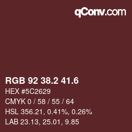 カラーコード: RGB 92 38.2 41.6 | qconv.com