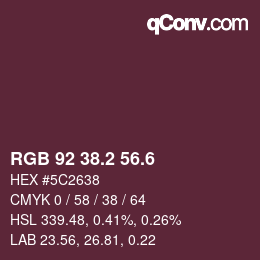 カラーコード: RGB 92 38.2 56.6 | qconv.com