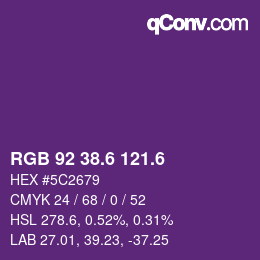 カラーコード: RGB 92 38.6 121.6 | qconv.com
