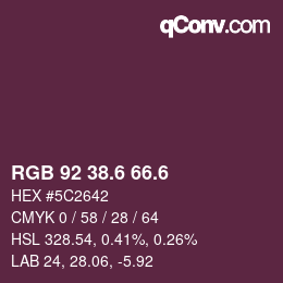 カラーコード: RGB 92 38.6 66.6 | qconv.com