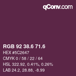 カラーコード: RGB 92 38.6 71.6 | qconv.com